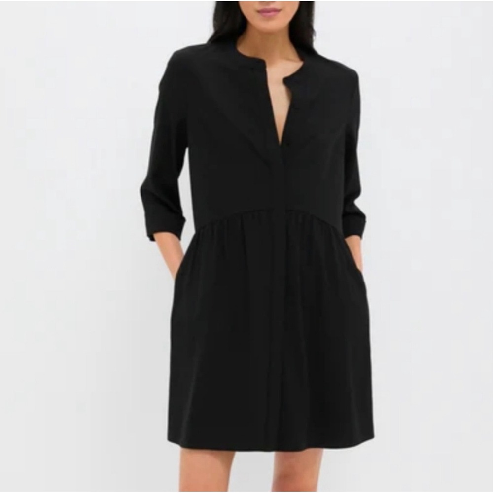 NWT Tuckernuck Black Stretch Crepe Royal Shirt Dress black XXL minimalist preppy